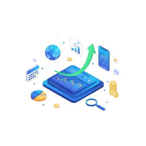 Smartphone com aplicativo Falk Capital e macbook com sistema web de análise de investimentos