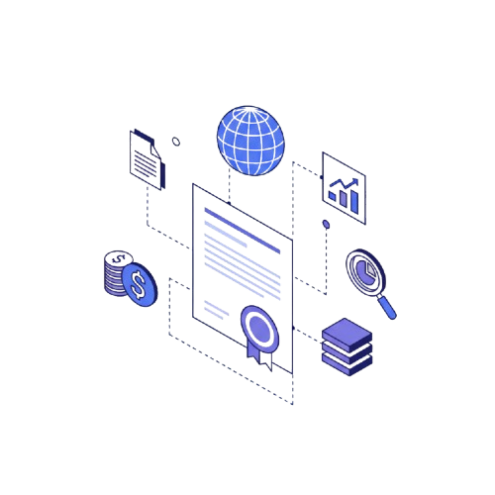 Ilustração de uma certificado flutuando