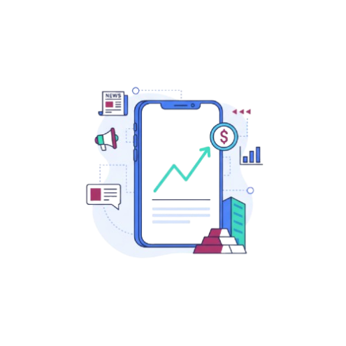 Ilustração de uma pasta com um prédio, papéis em volta